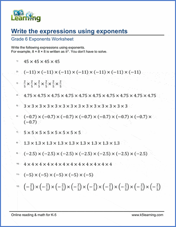 expressions with exponents k5 learning