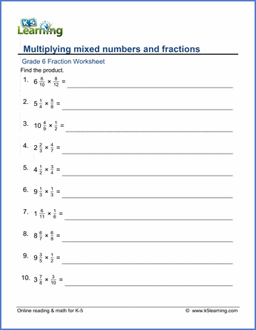 grade 5 math worksheet fractions subtract mixed numbers unlike