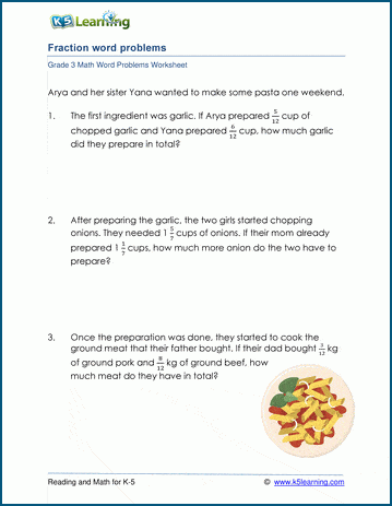 add subtract fractions word problems k5 learning