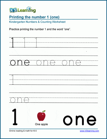 Numbers Worksheets - learning numbers for preschool, kindergarten and