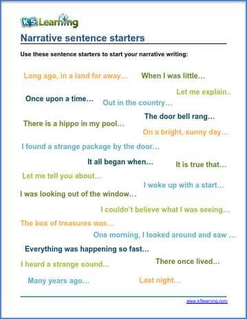 narrative essay example sentence