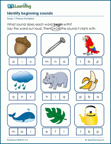 Phoneme isolation worksheet