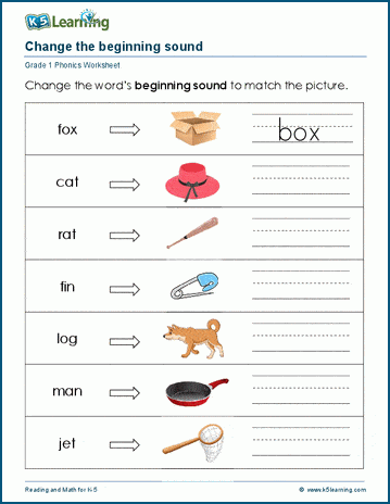 Substitute phonemes worksheets