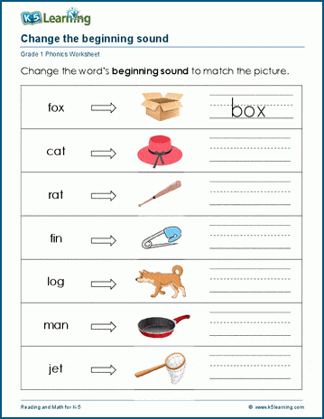 Phoneme substitution worksheet