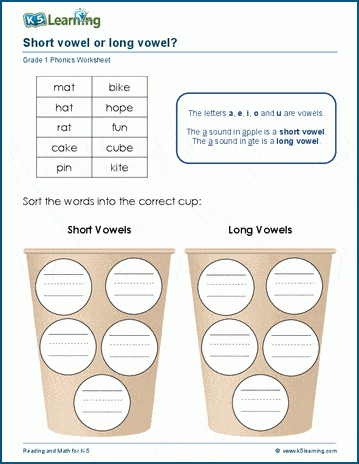 Short and long vowels worksheet
