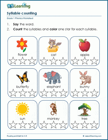 Syllables worksheets