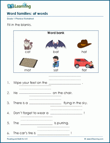 Word families worksheet