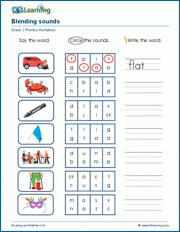 Grade 2 Blending phonemes worksheet