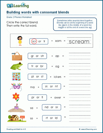 Grade 2 Consonant practice worksheet