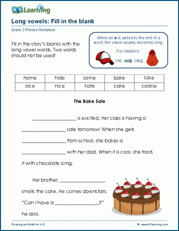 Long vowels worksheets