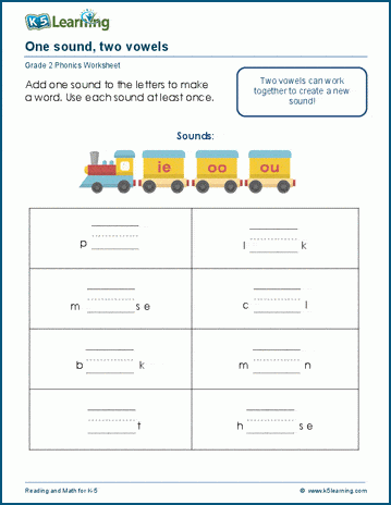 Grade 2 Focus on vowel digraphs worksheet