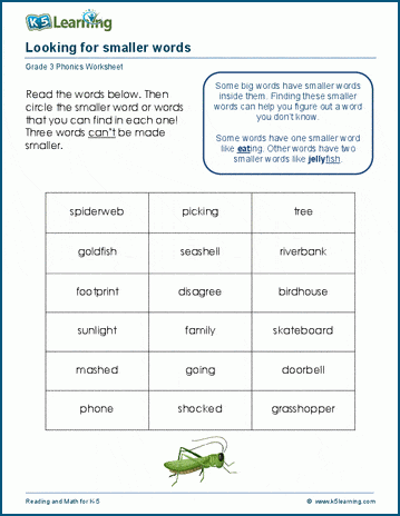 Deconstructing words worksheets