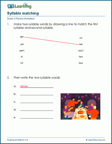 Syllable matching worksheets