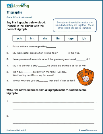 Trigraphs worksheets