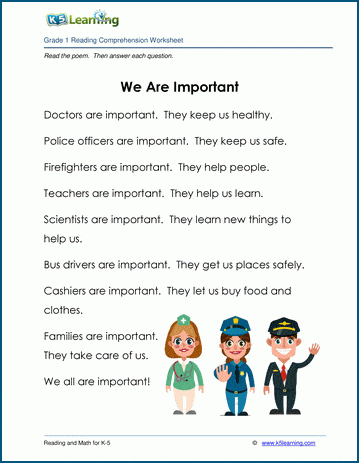 we are important grade 1 childrens story k5 learning