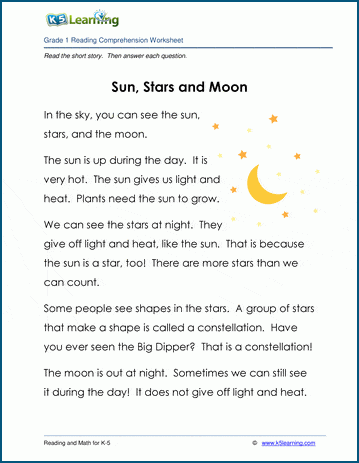 Sun, Stars and Moon - Grade 1 Children's Story | K5 Learning