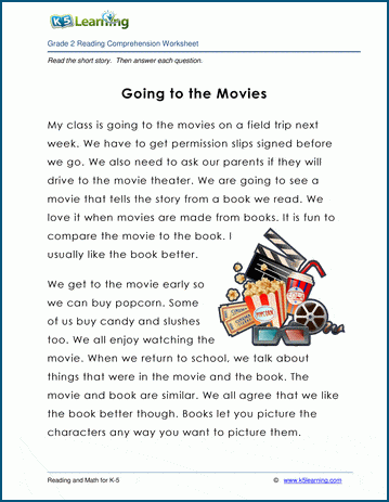 going to the movies grade 2 children s story k5 learning