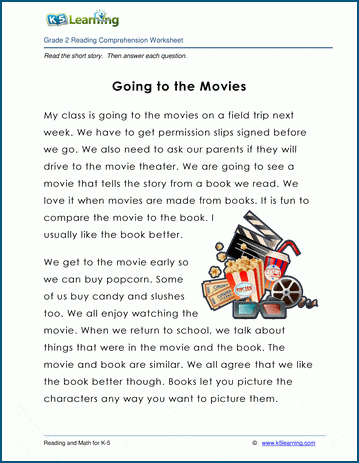 Going To The Movies Grade 2 Children S Story K5 Learning