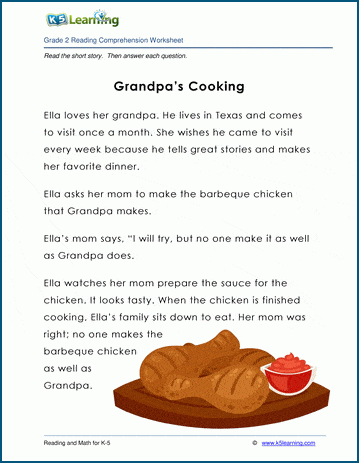 Reading Comprehension Worksheet And Kid S Fable Grandpa S Cooking