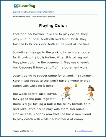 playing catch grade 2 children s story k5 learning