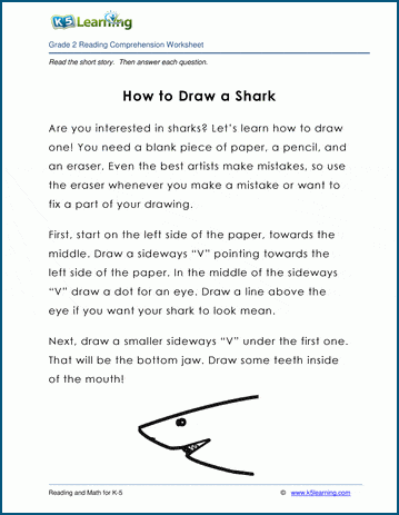 how to draw a shark grade 2 children s story k5 learning