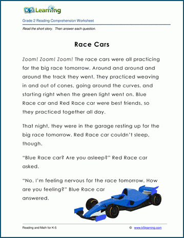 Race Cars Grade 2 Children S Story K5 Learning