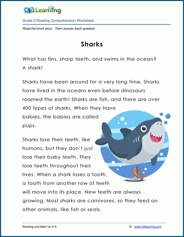 sharks grade 2 childrens story k5 learning