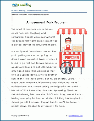 amusement park problem grade 3 children s story k5 learning