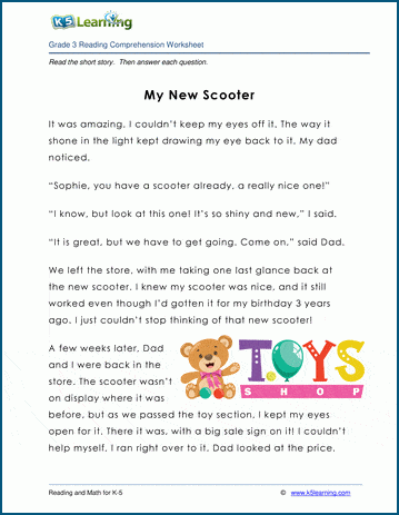 my new scooter grade 3 children s story k5 learning