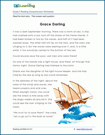 grace darling grade 4 children s fable k5 learning