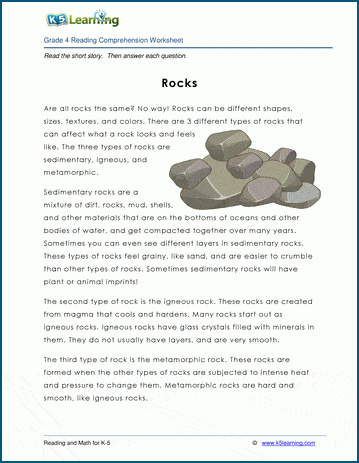 rocks grade 4 children s story k5 learning