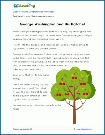 george washington and his hatchet grade 4 children s fable k5 learning