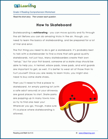 how to skateboard grade 4 childrens story k5 learning