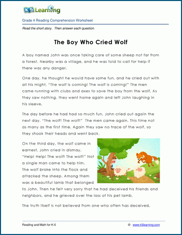 the wolf grade 4 childrens fable k5 learning