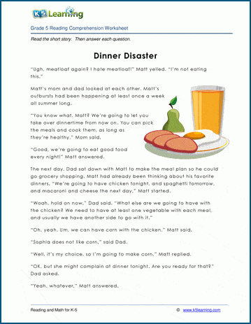 Dinner Disaster - Grade 5 Children's Story | K5 Learning