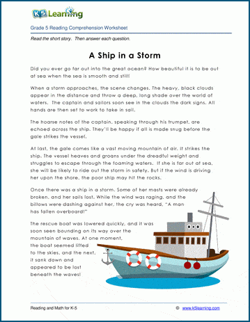 A Ship in a Storm Grade 5 Children s Fable K5 Learning