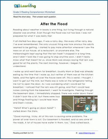 after the flood grade 5 childrens story k5 learning