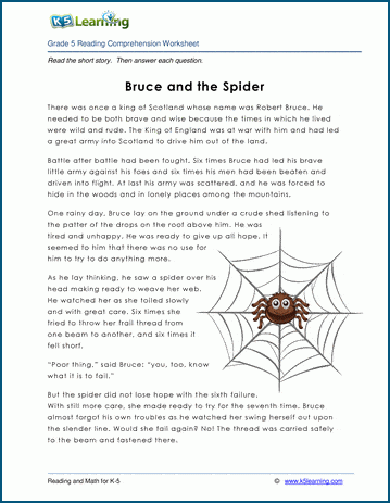 Bruce and the Spider - Grade 5 Children's Fable | K5 Learning