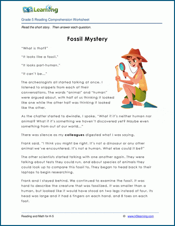 fossil mystery grade 5 children s story k5 learning