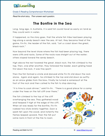 The Bonfire In The Sea Grade 5 Children S Fable K5 Learning