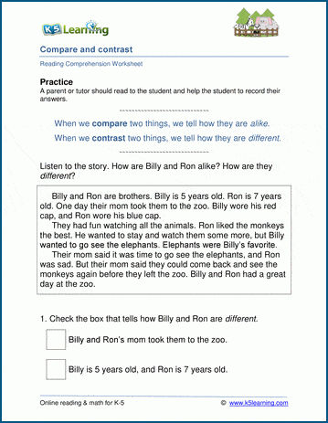 compare and contrast graphic organizer 2nd grade