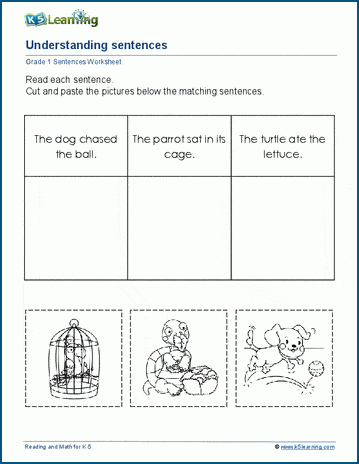 Sample early reading worksheet