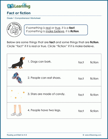 Fact Vs Fiction Worksheets For Grade 1