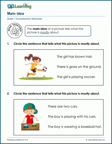 Main Idea Worksheets For Grade 1