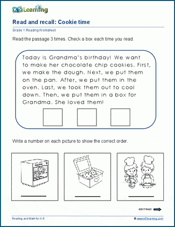 Grade 1 paragraphs & passages worksheet