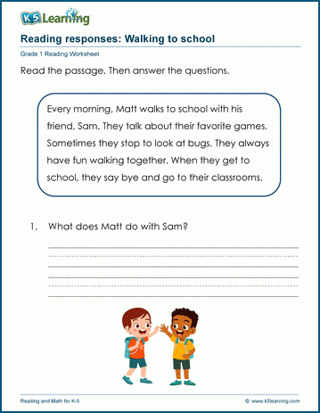 Reading responses worksheet