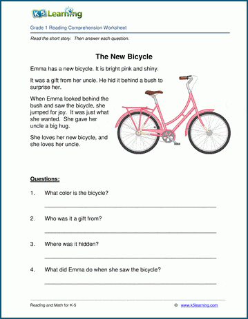 free printable first grade reading comprehension