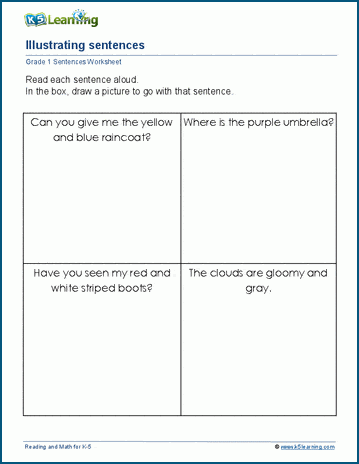 Grade 1 read and draw worksheets