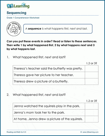 printable sequence of events worksheets