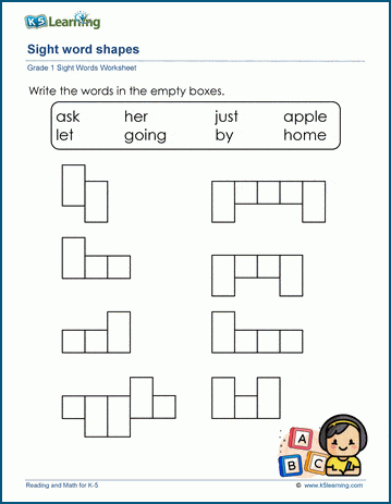 sight words shapes worksheets